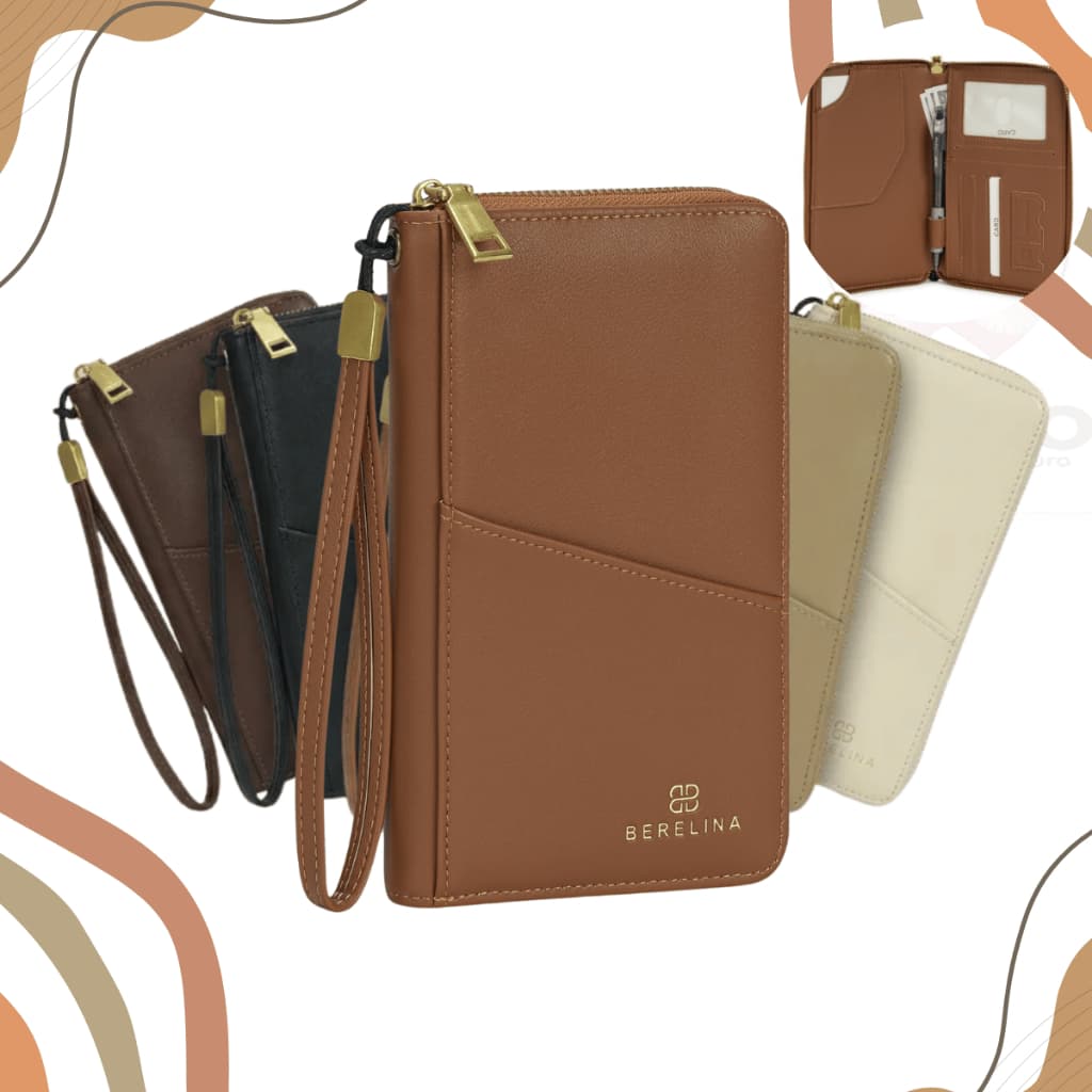Carteira Para Passaporte Porta Cartões Documentos Feminina Couro Sintético Luxo