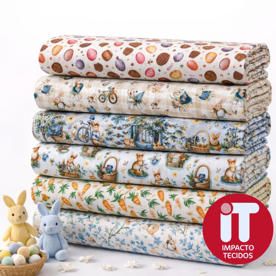 Tricoline 100% Algodão 50cm de comprimento x 1,5 largura padrão Estampas de pascoa