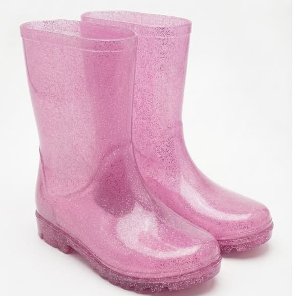 Galocha Infantil Transparente Glitter Menina | Bota de Chuva Antiderrapante PVC Cano Alto/Curto