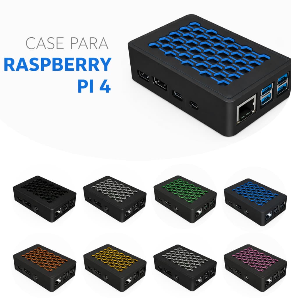 Case Para Raspberry Pi 4 - Gabinete Ventilado Colmeia - Alta Proteção e Refrigeração