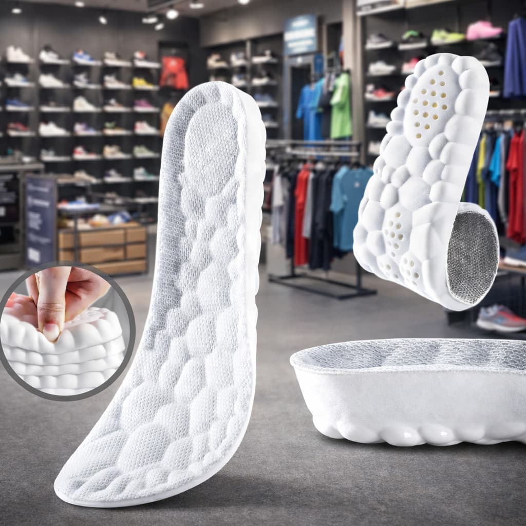 1 a 4 Pares Palmilha Tenis Ortopedica 4D Trabalho Confortavel Dor Fascite Plantar Esporão Calcâneo Masculina Feminina