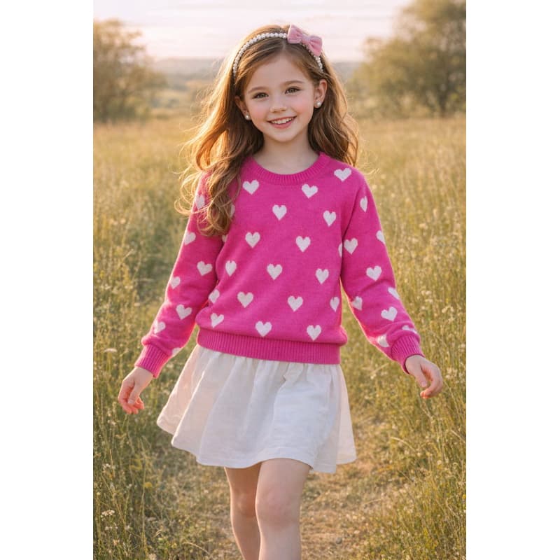 Blusa Tricô Infantil Juvenil Menina Coração