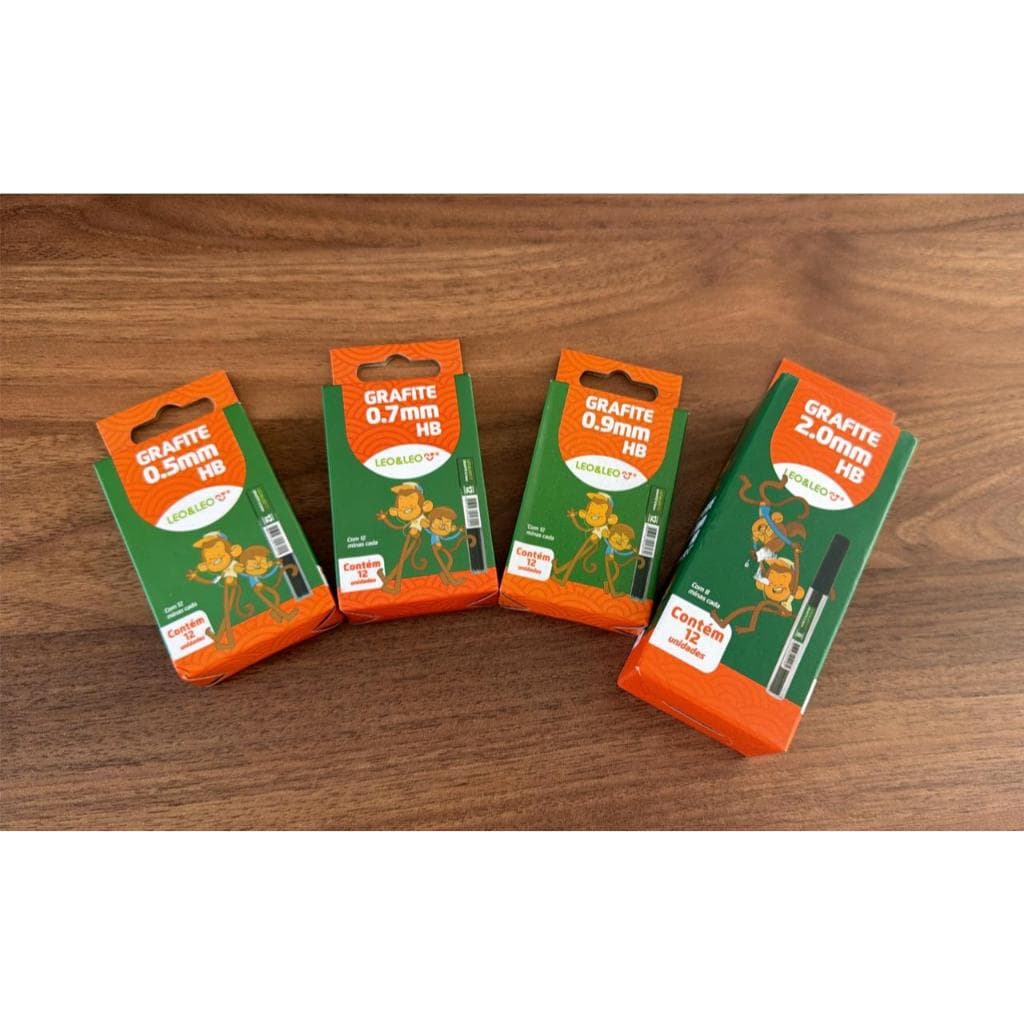 Caixa de Grafite Hb LÉO 0.5mm 0.7mm 0.9mm 2.0mm Léo&Léo Material Escolar Escritório Aulas Lapiseira