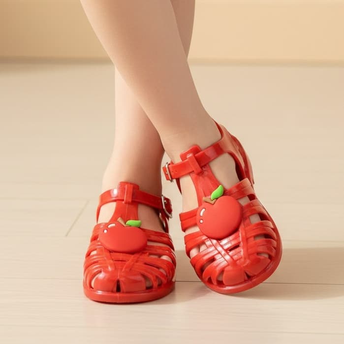 Sandália infantil Feminina Cereja Frutas Frutinhas Papete Menina Leve e Confortável