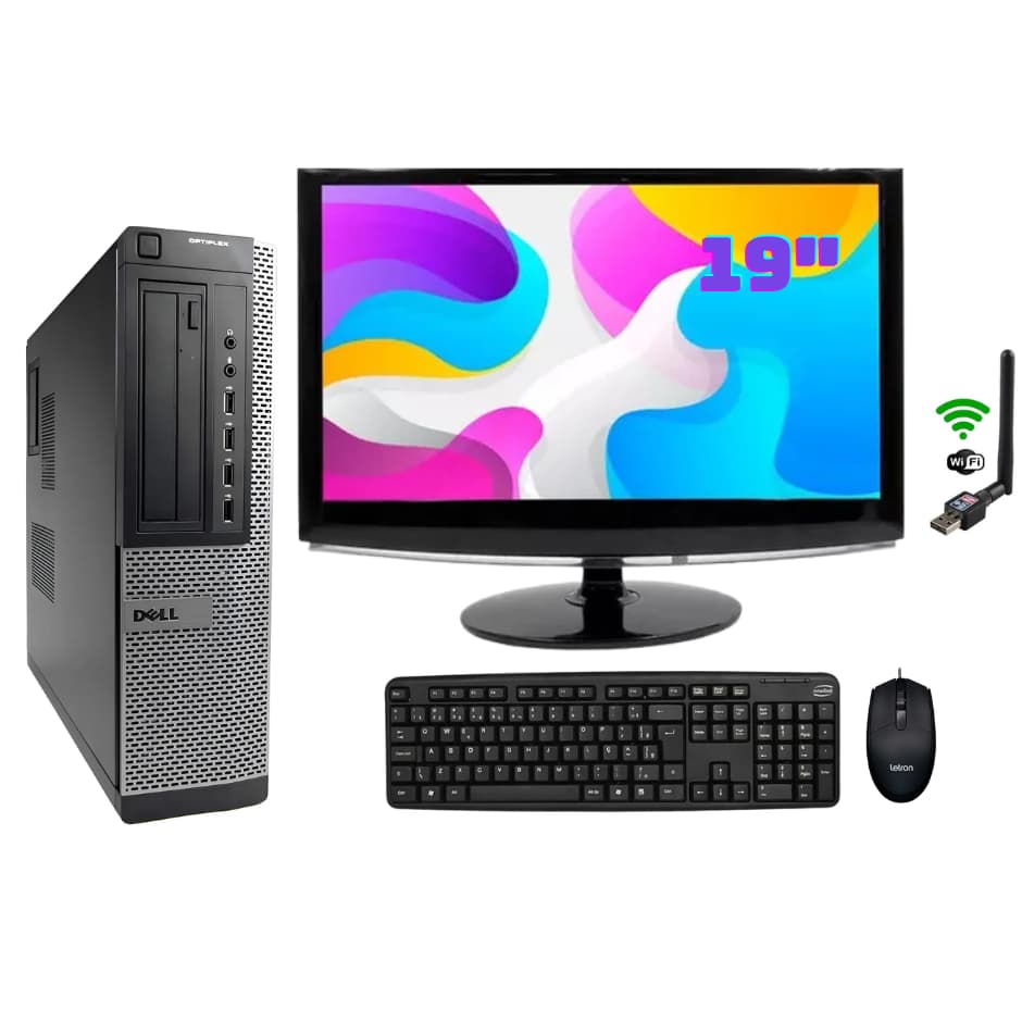Computador Completo Dell 390 Slim 8gb Ddr3 Hd 500gb Wifi Mouse Teclado Monitor Grande 19 Polegadas