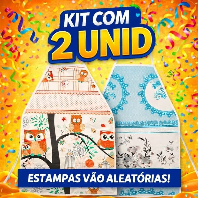 Kit 2 Aventais Impermeáveis Cozinha Lavanderia Estampado Resistente Proteção Líquidos Fácil Limpeza