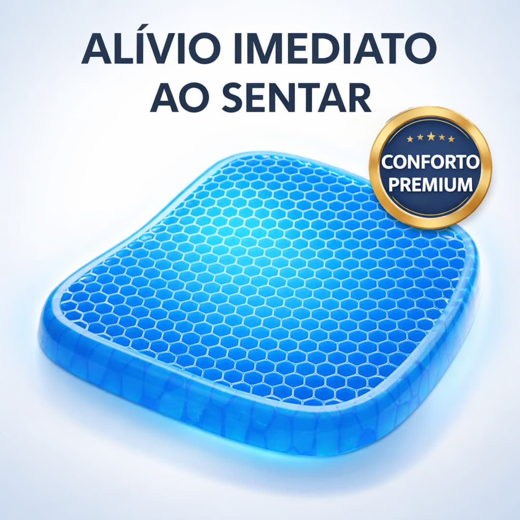 Almofada Gel Ortopédica Assento Conforto Total Colmeia Anti Dor Lombar Cadeira