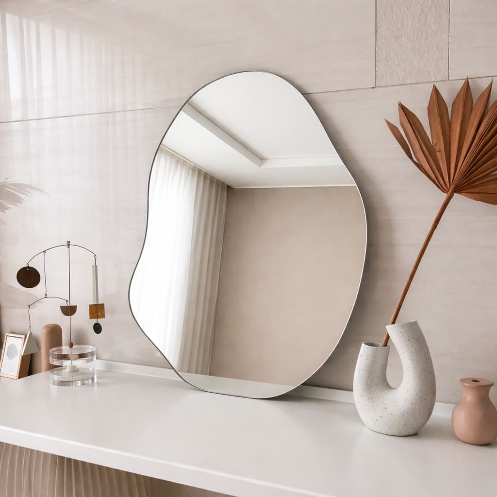 Espelho Orgânico Sem Led Ou Com Led Decorativo Lançamento Lapidado Salão Banheiro Quarto Sala Luxo 100