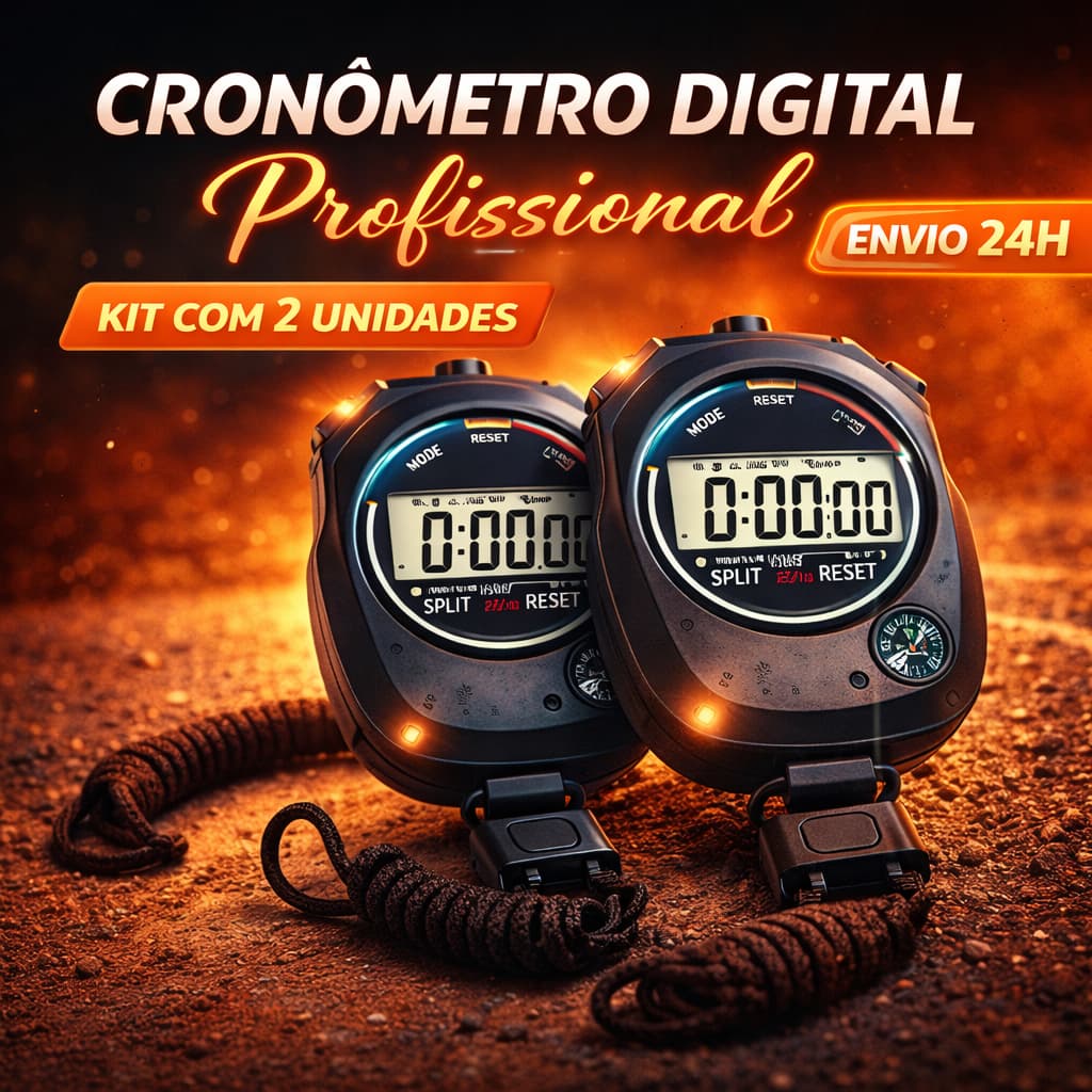 Kit 2 Cronômetro Digital Esportivo Treinos Corridas Bússola Função Relógio alarme Cor preto