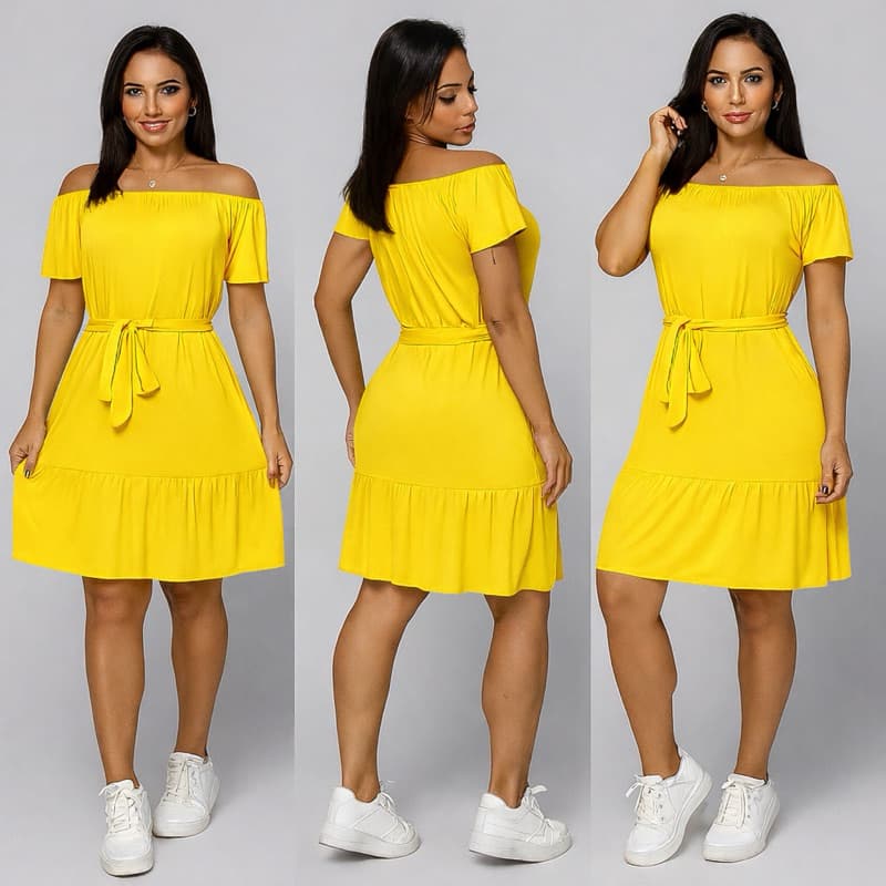 Vestido  Envio Rápido Ciganinha Midi com laço removível PluzSize moda evangelica