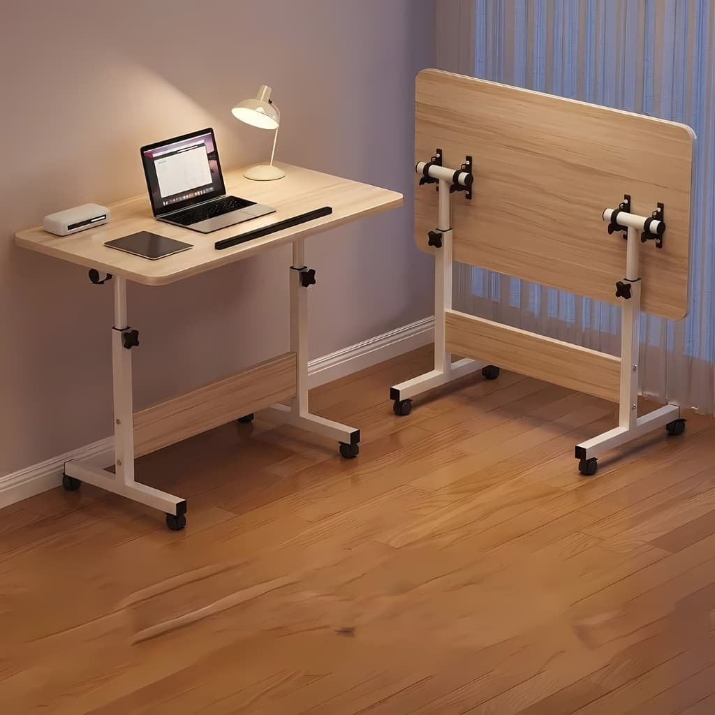 Mesa ajustável para computador com uma prateleira Mesa Escrivaninha Cama Notebook Portatil - Base de Ferro e MDF