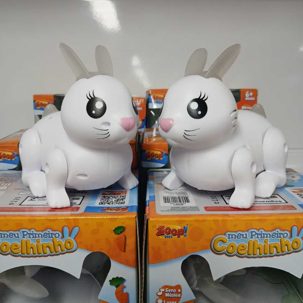 Coelhinho Páscoa Saltitante Luz Led e Som - Zoop Toys Coelho à Pilha Eletrônico Coelho Páscoa