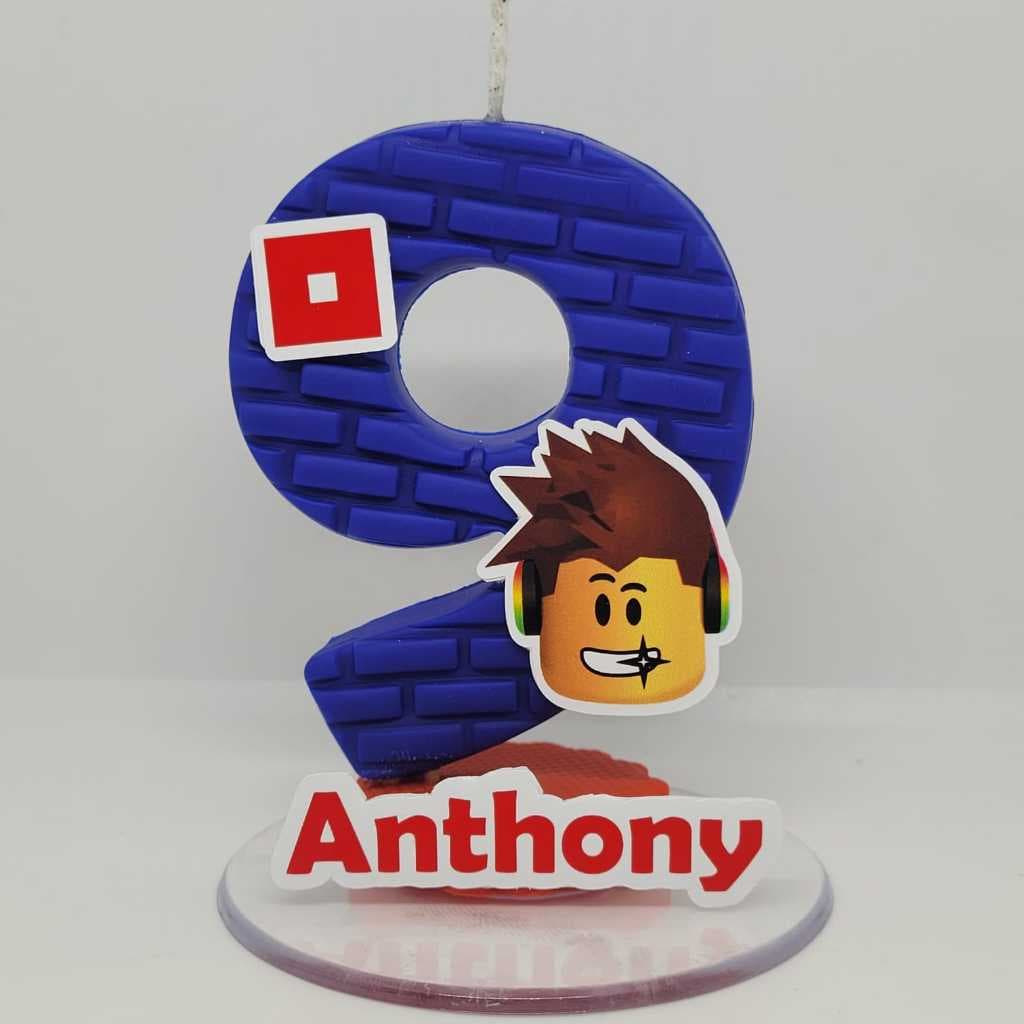 VELA PERSONALIZADA - ROBLOX VELA DE BISCUIT PARA FESTA DE ANIVERSARIO