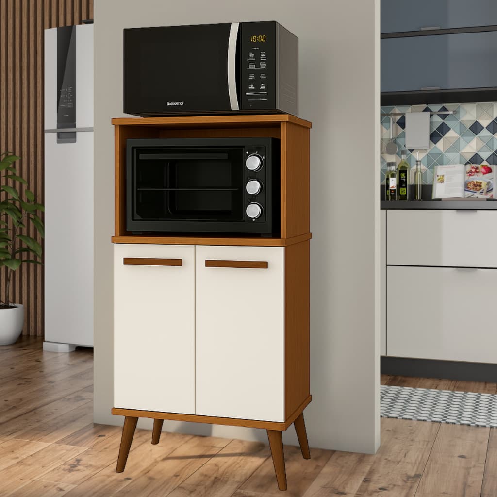 Paneleiro Organizador de Cozinha para Microondas e Forno 2 Portas Lisboa