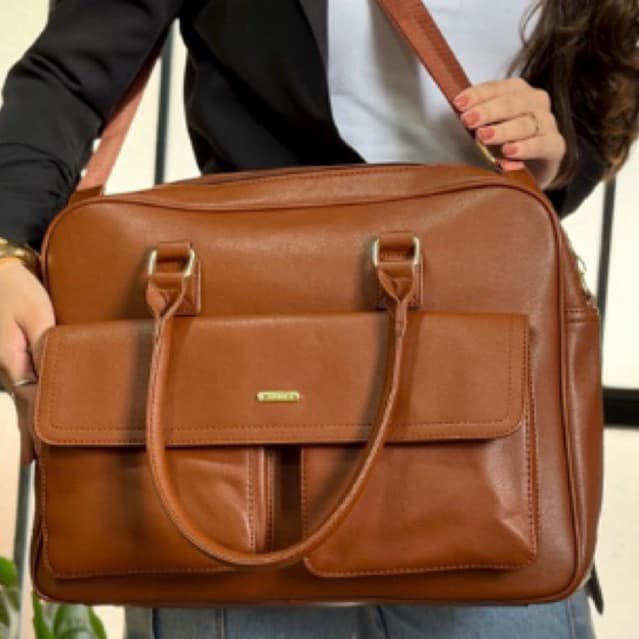 Bolsa Pasta Executiva Notebook Feminina Grande Alça Trabalho Faculdade Ombro Transversal Elegante Moderna dia a dia