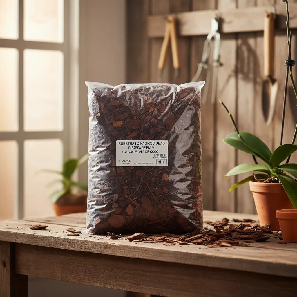 3 Litros Substrato Para Orquídeas com Casca de Pinus Carvão e Chip de Coco