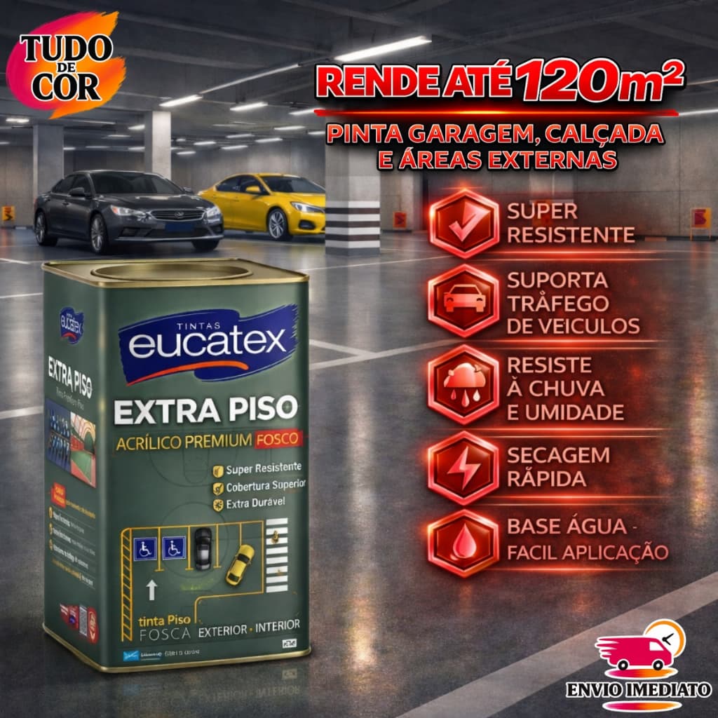 Tinta para Piso Eucatex Extra Piso 18L, Lavável, Ideal para Piso Externo e Muros
