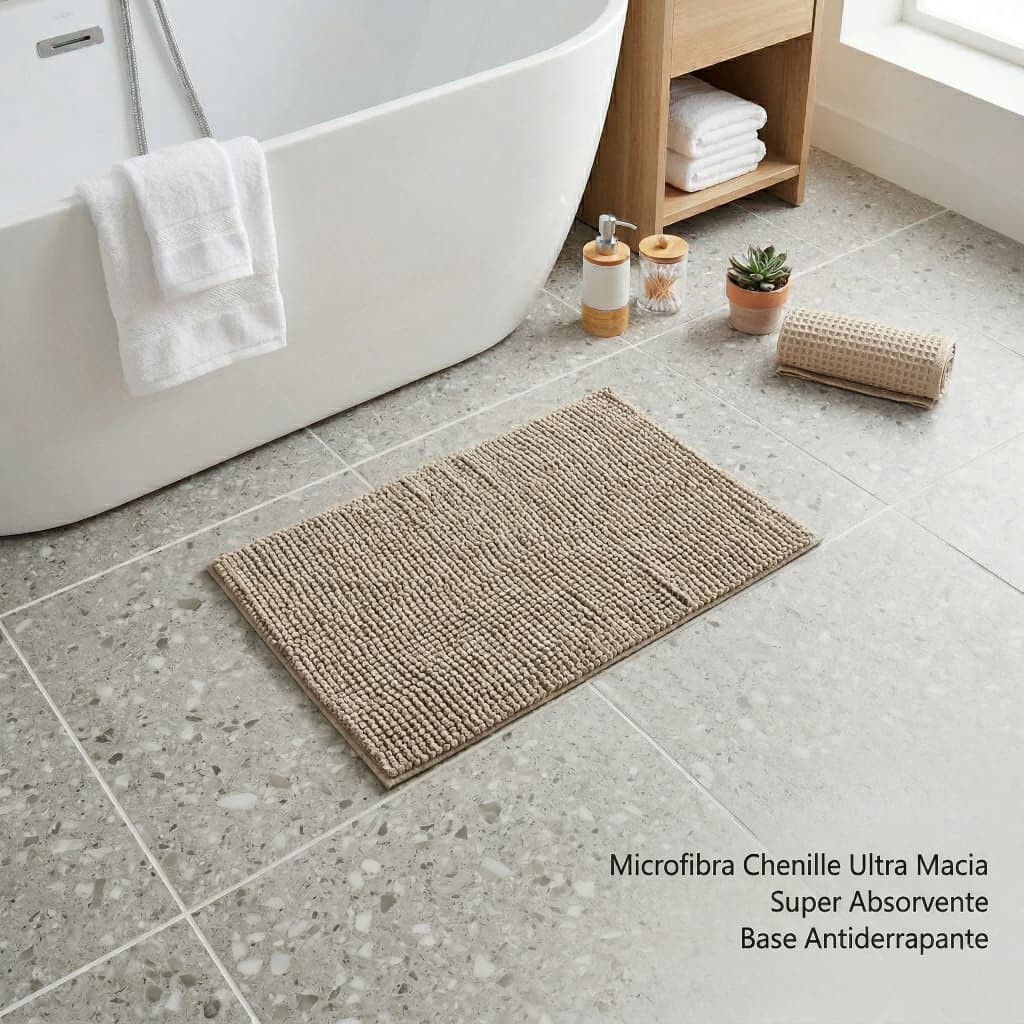 Tapete de Banheiro Bolinha Microfibra Premium Antiderrapante 38x58 Cm