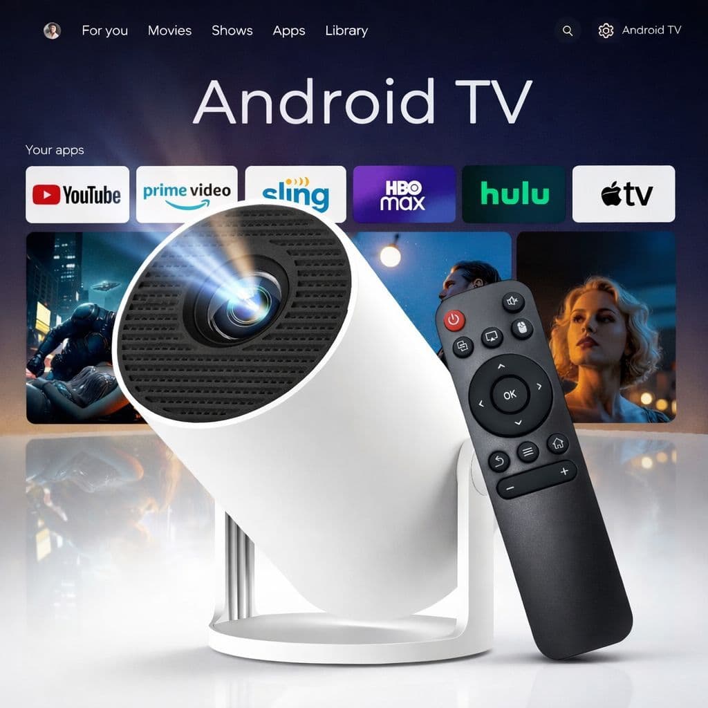 Projetor HY300 Portátil Smart Android 11 4K Ultra HD HDMI Wifi Bluetooth Alto Falante Embutido