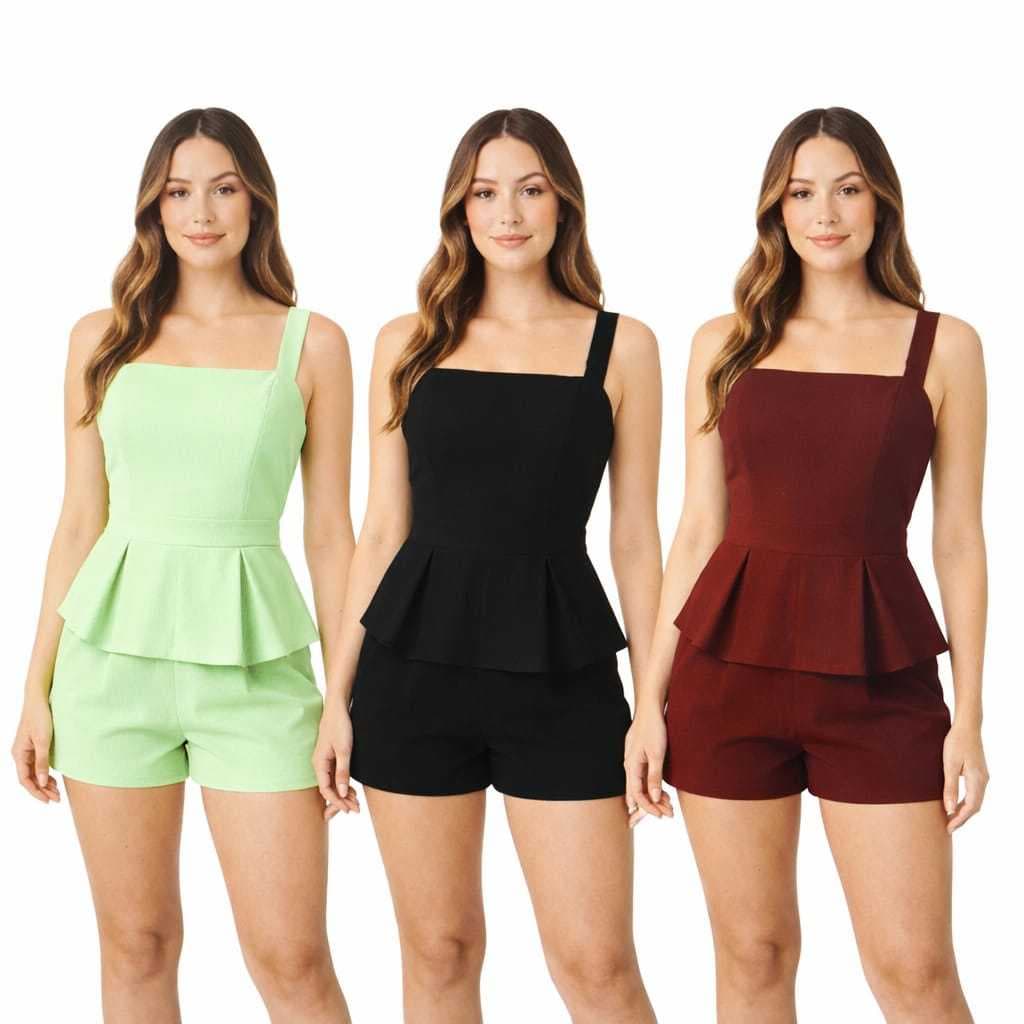 CONJUNTO  SHORT FEMININO  DE ALFAIATARIA + BLUSA PEPLUM | ELEGANTE  E SOFISTICADO 2026