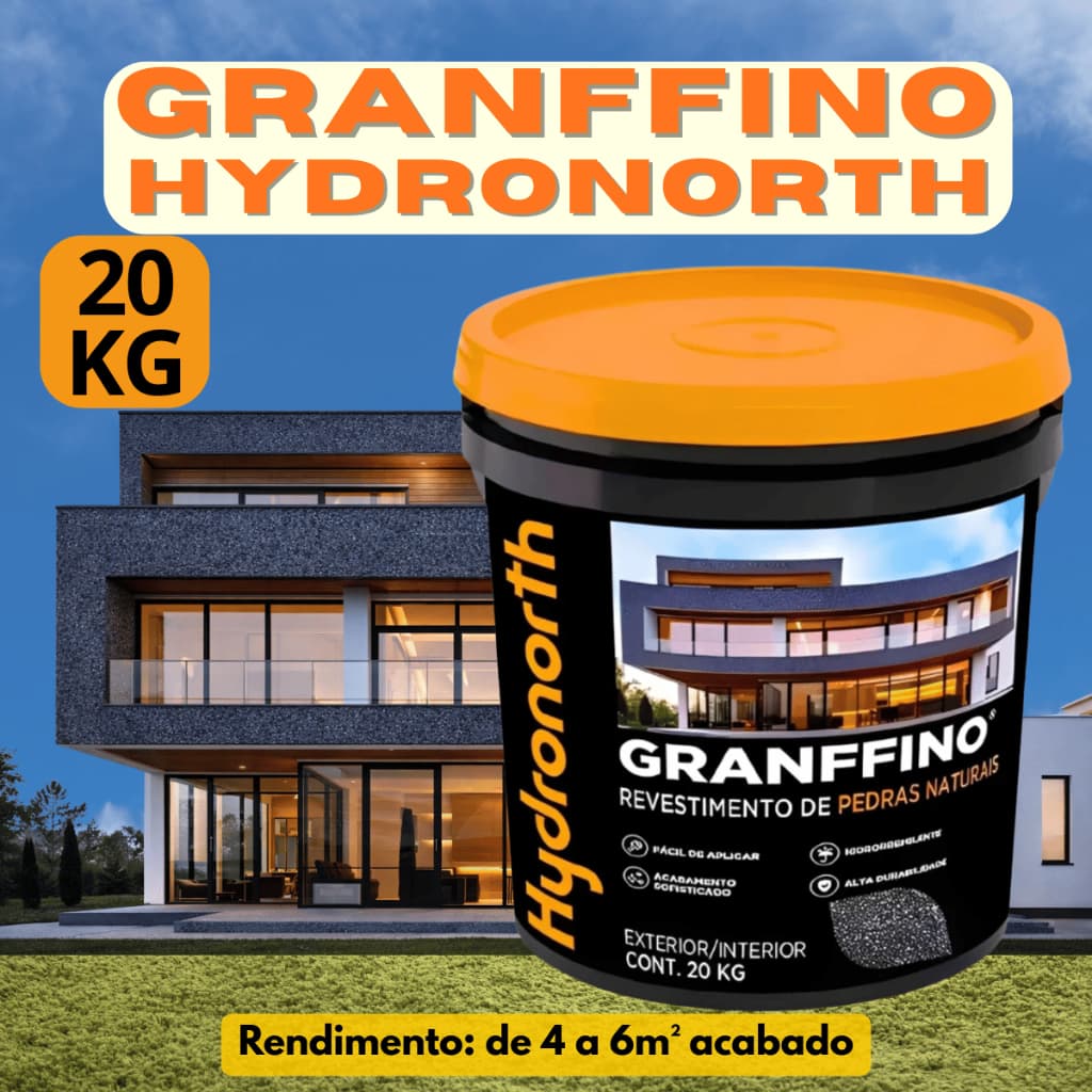 Granffino Revestimento Decorativo Pedra Natural Hydronorth 20kg | Textura | Parede: Interna Externa