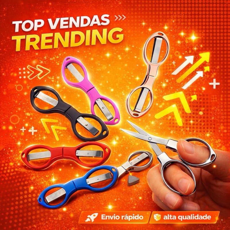 Tesoura Dobrável Portátil com Cabo de plastico e metal Alta Qualidade e Precisa no Corte Versátil