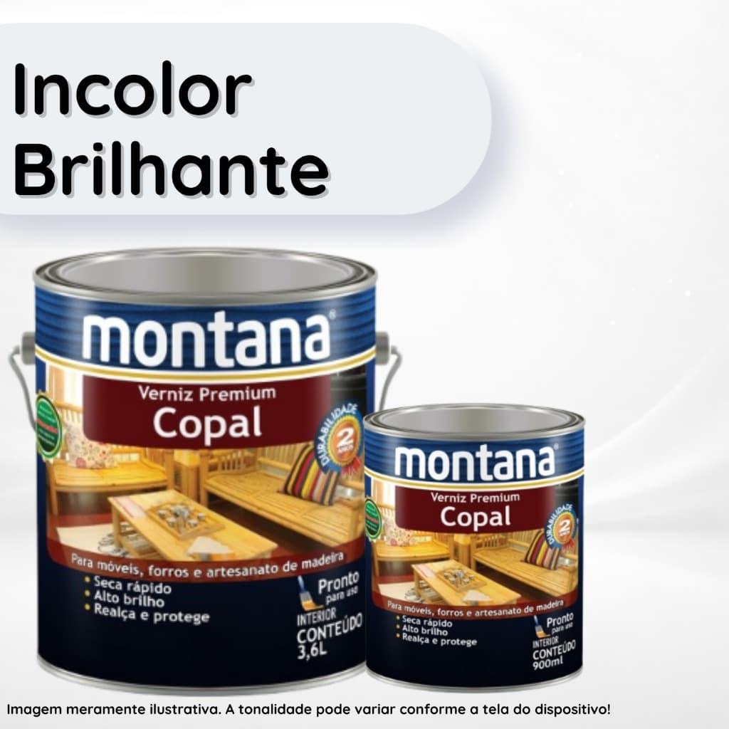 Verniz Premium Copal Incolor Brilhante 900ml e 3,6L Montana Proteção para Madeiras