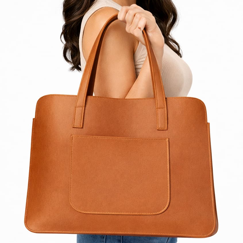 Sacola para Notebook Feminina 42cm Executiva Elegante Couro Sintético Premium