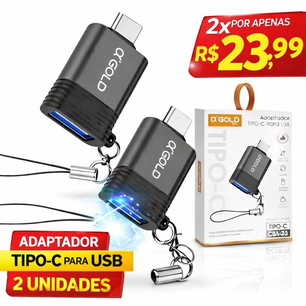 Adaptador OTG para Tipo-C/Lightning Carregamento rápido + transferência de dados a gold celular