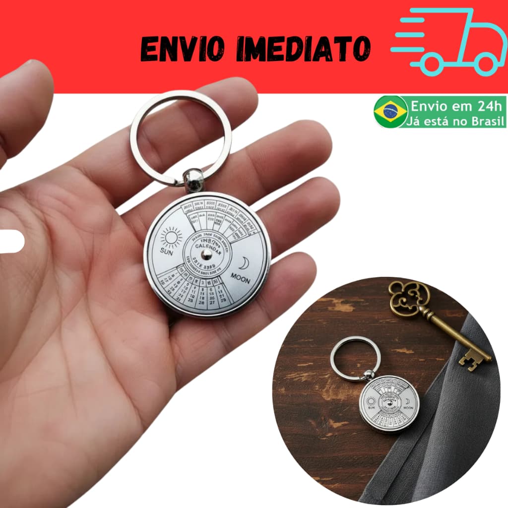 Chaveiro Luxo Giratório Calendário Calcula Data 50 Anos Perpetuo Exclusivo