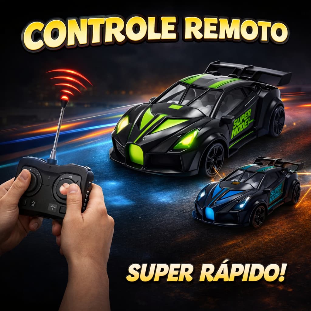 Carrinho Controle Remoto Infantil Alta Velocidade Carro Corrida Esportivo com Controle + Presente
