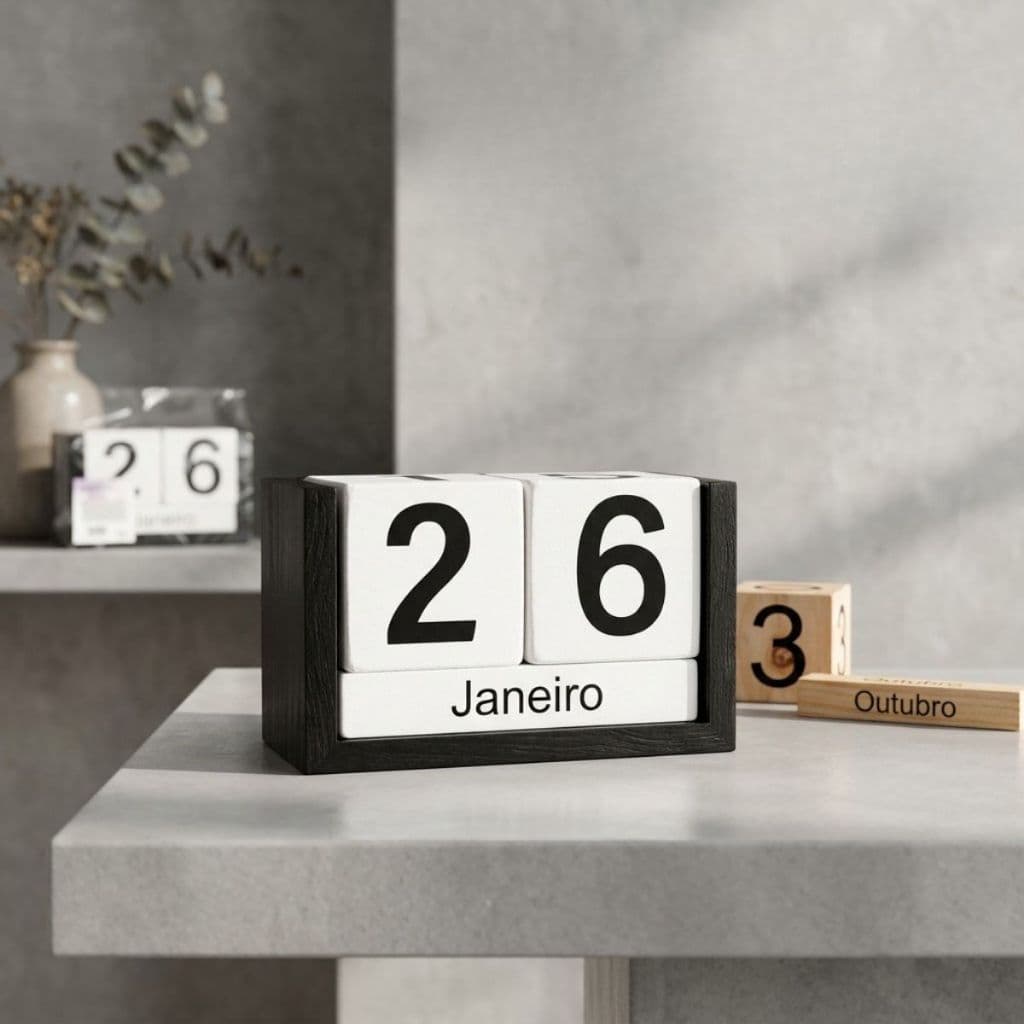 Calendário Permanente de Madeira Decorativo Prático e Sustentável