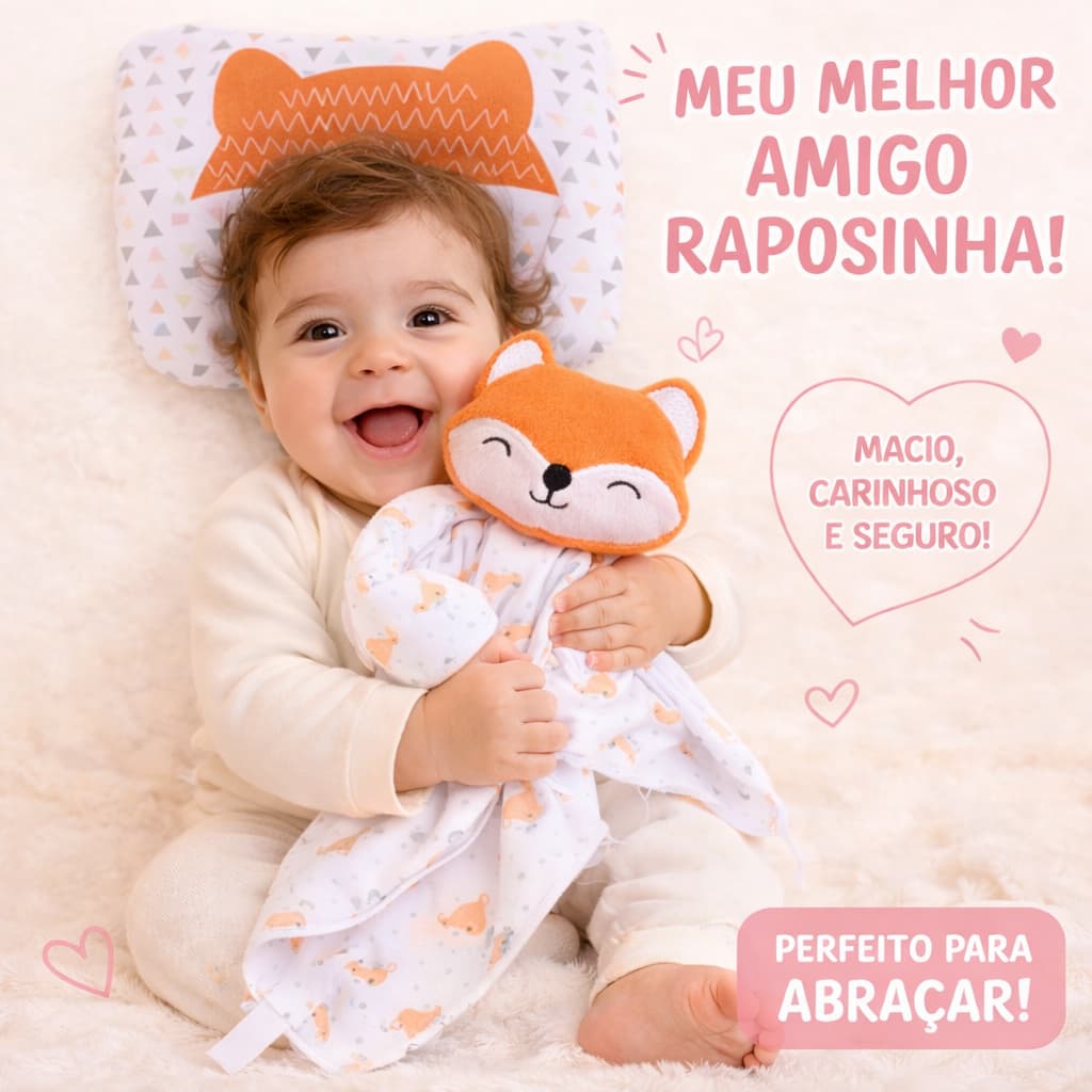 Naninha Bebê 3 em 1 com Porta Chupeta  Paninho de Boca Algodão  Conforto Sono Recém Nascido