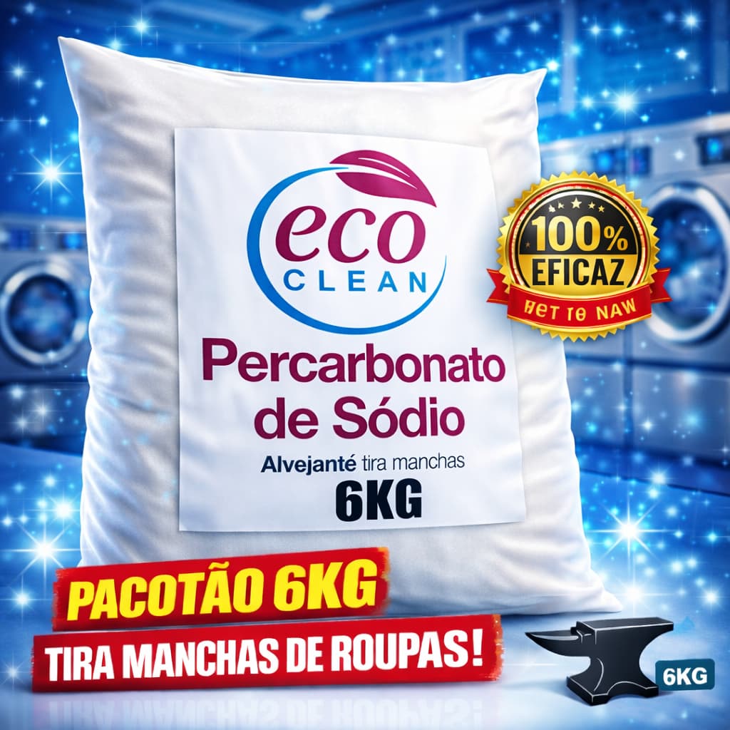 Percarbonato de Sódio 6KG | Alvejante Ecológico Sem Cloro | Super Rendimento e Limpeza Pesada