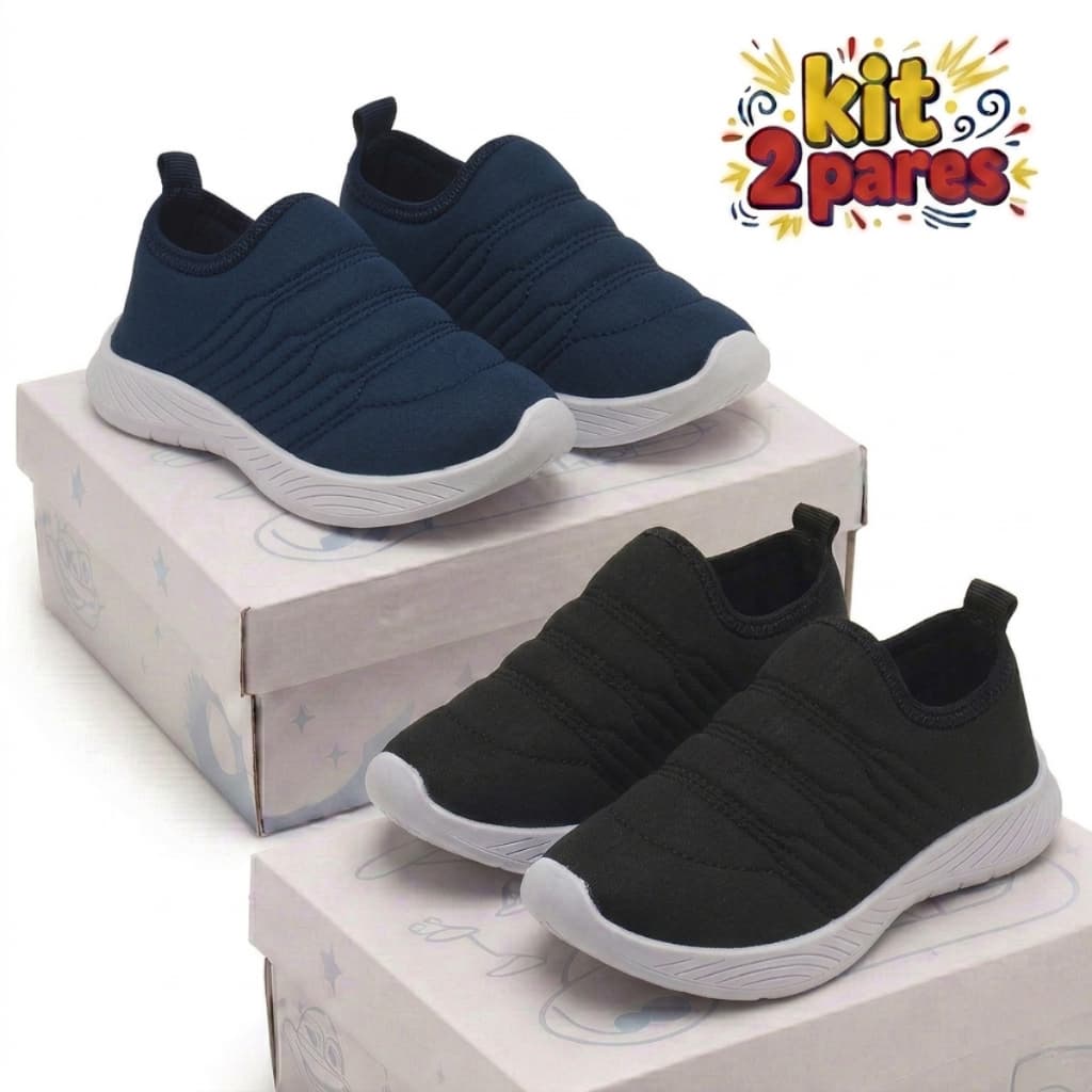 Kit 2 Tênis Infantil Menino Calce Fácil Macio e Confortável
