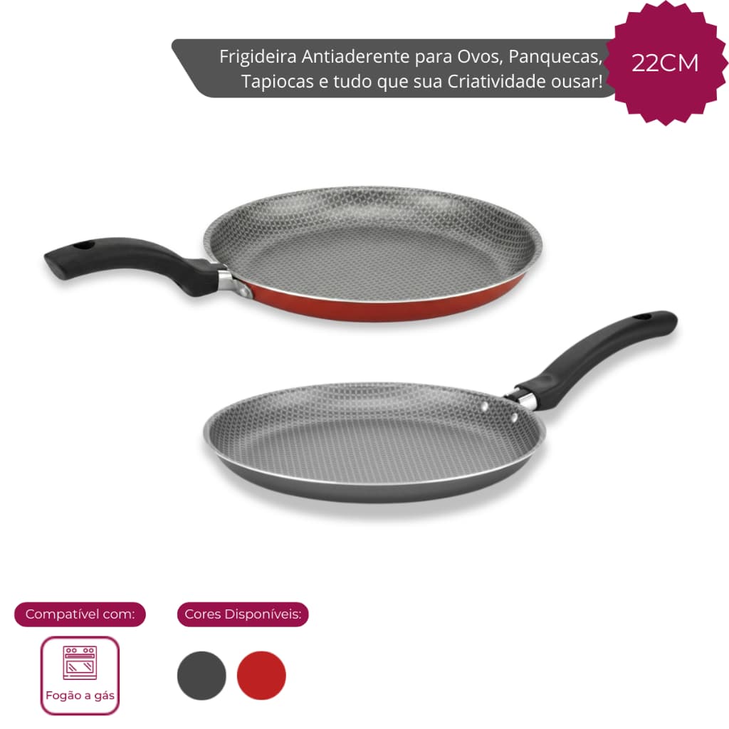 Frigideira para Panqueca e Tapioca Antiaderente 22CM Alegrete