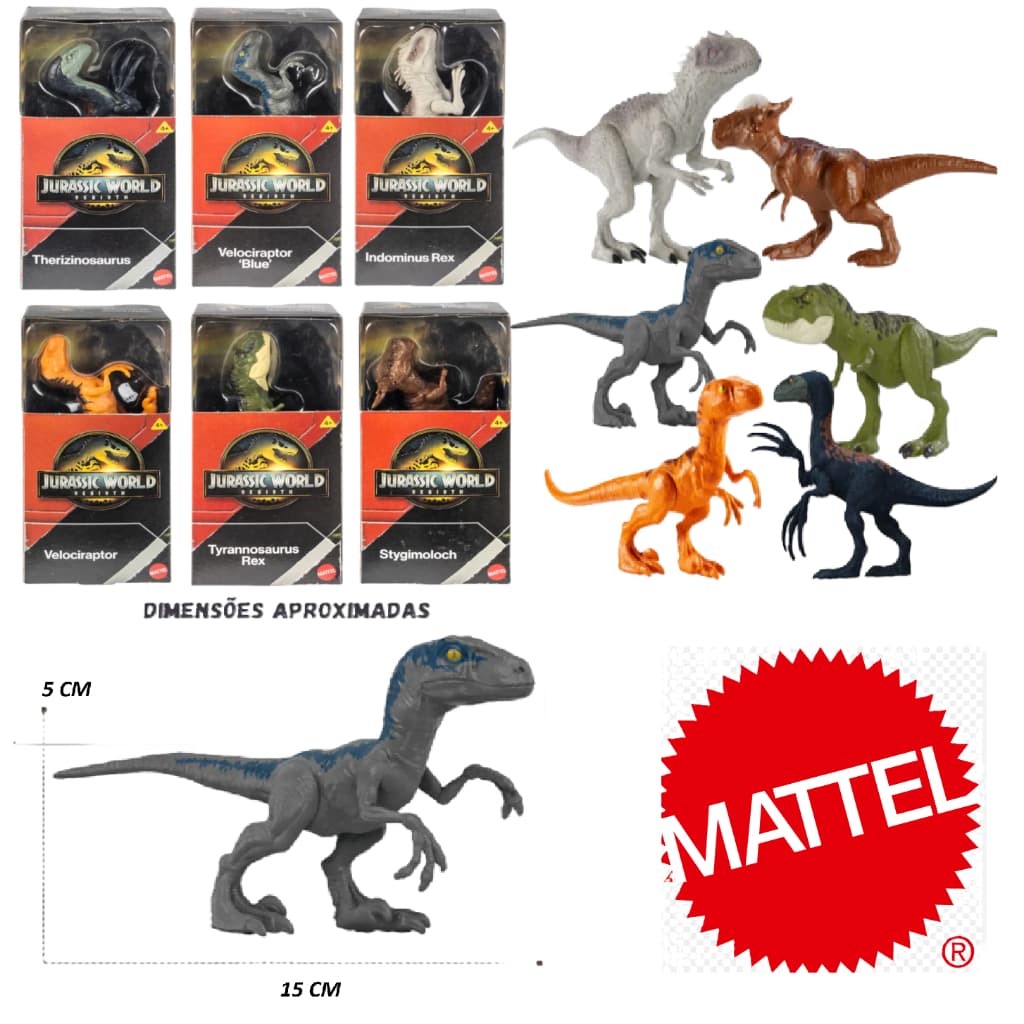 Dinossauro Jurassic World Rebirth JGG14 15CM Mattel - Brinquedo Colecionável, Figura, Boneco