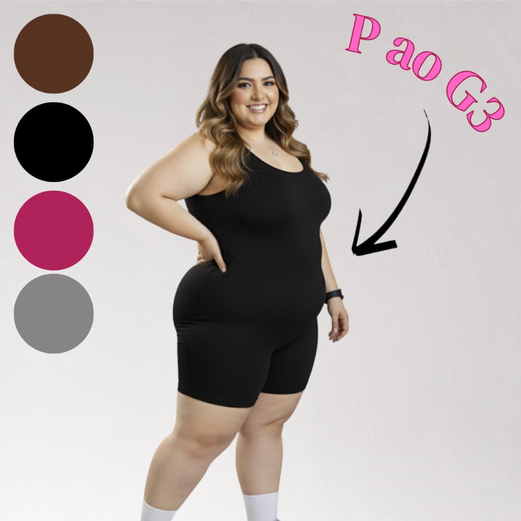 Macaquinho Fitness Feminino Suplex Slim Plus Academia Yoga Corrida Pilates Caminhada Look Casual