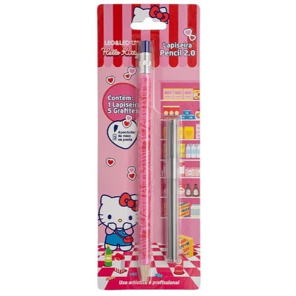 LAPISEIRA PENCIL 2.0 HELLO KITTY - BLISTER C/ 1 LAPISEIRA + 5 GRAFITES LEO&LEO