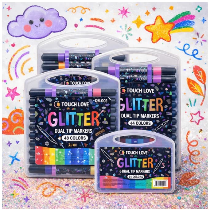Marcador metálico 12/24/36/48caneta de glitter de cabeça dupla marcador de cabeça dupla brilhante kit canetinhas