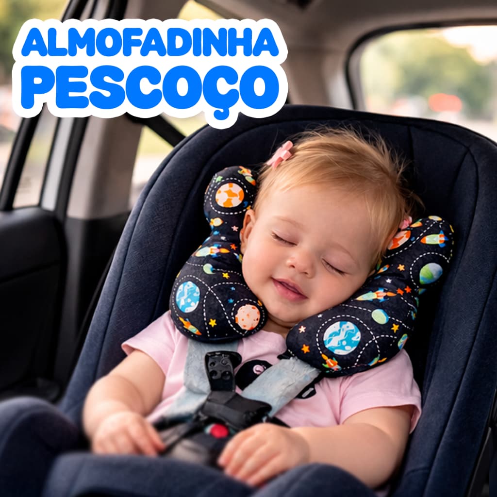 Almofadinha de Pescoço Baby para Viagem Apoio de Cabeça em Algodão