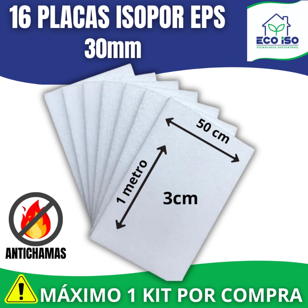 16 Placa Isopor Forro 100cm x 50cm x 3cm - Comprar no máximo 1 kit por vez