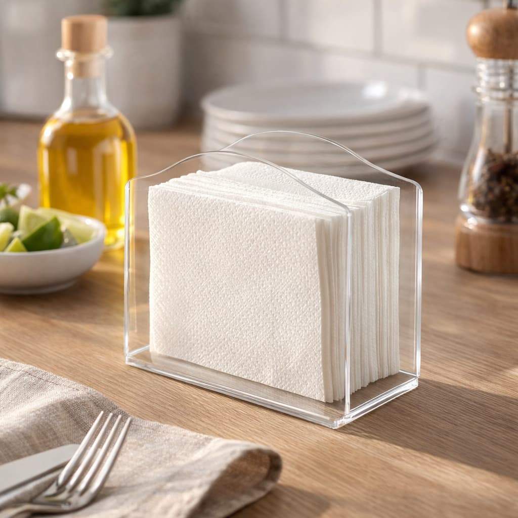Porta Guardanapo Acrílico Cristal Transparente Acessório Mesa Posta Decoração Organizador Moderno