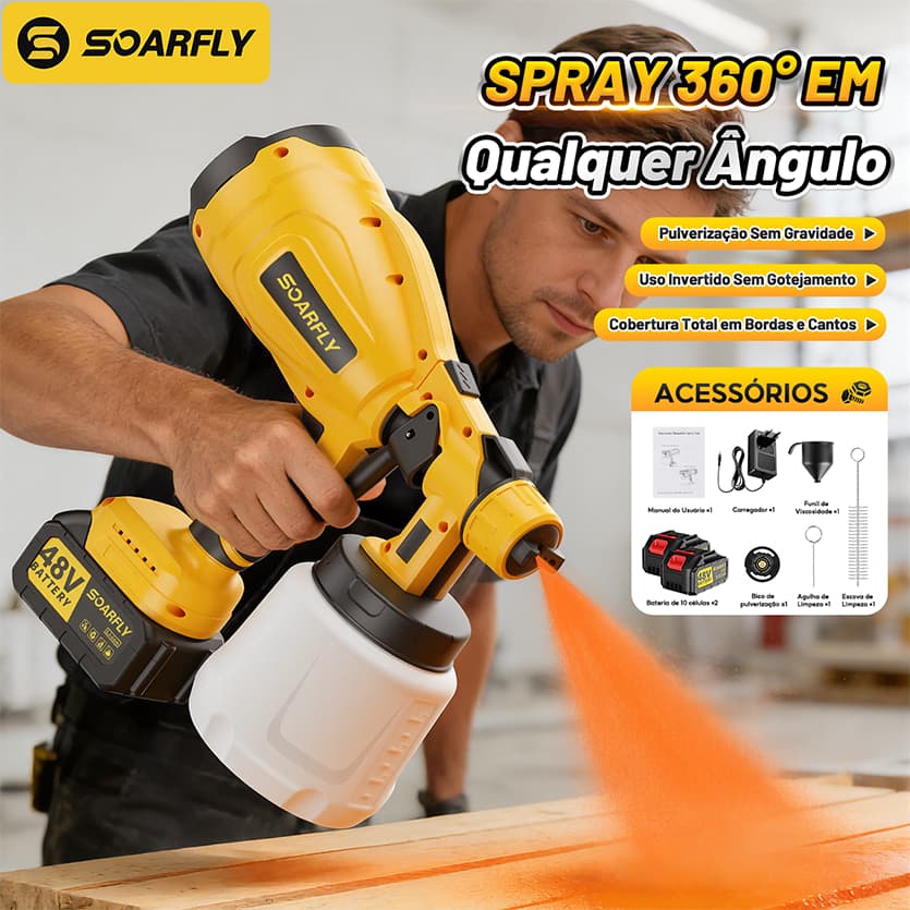 SOARFLY pistola pulverizador tinta portatil 48v duas baterias