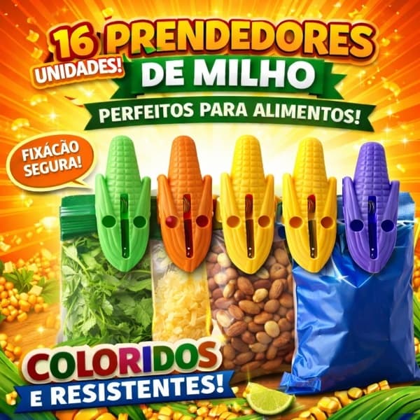Prendedor Plástico Para Alimentos Roupas Pacote C/16 pcs Resistente Cores Vivas