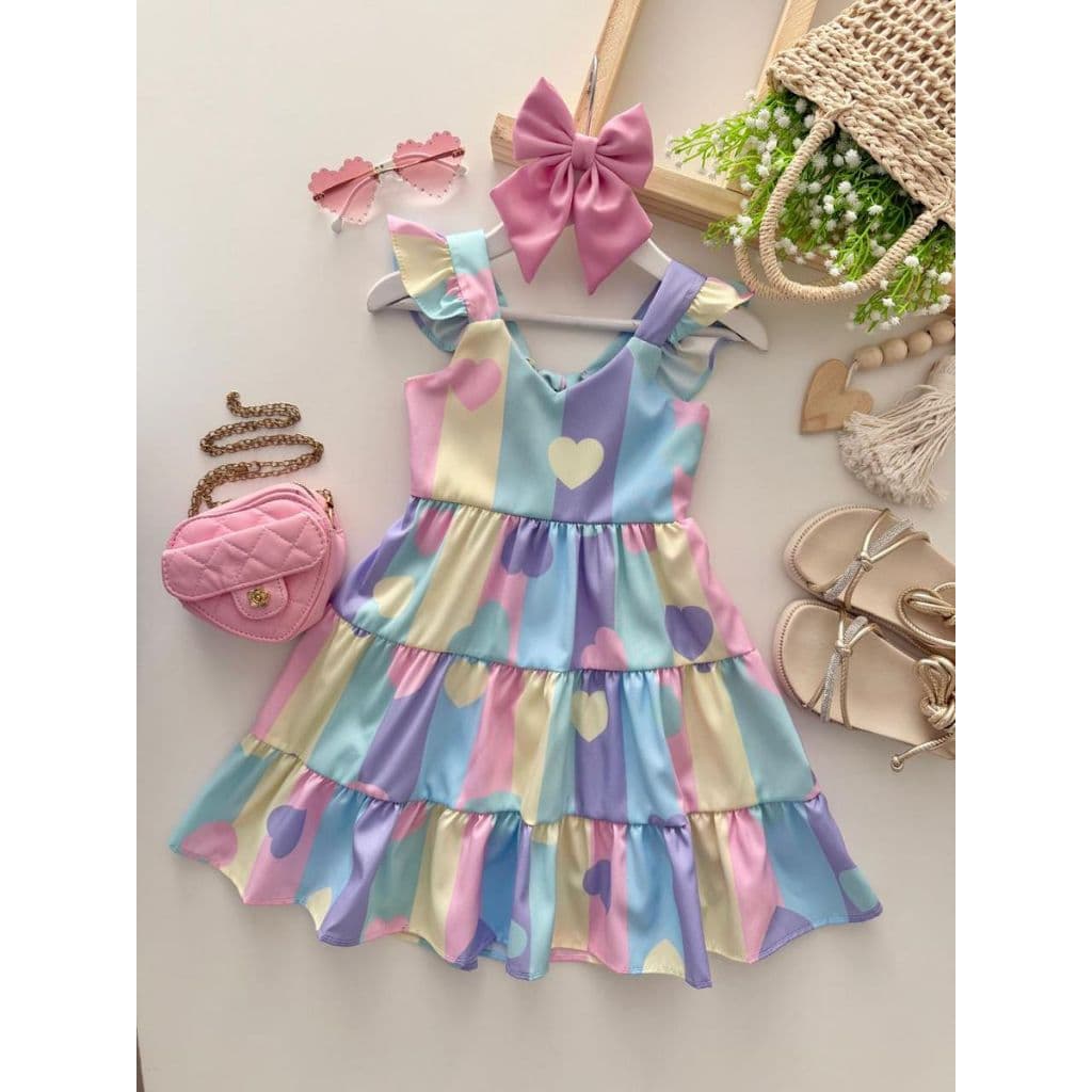 Vestido Infantil Look festa Ou casual Para Meninas 02 A 10 Anos