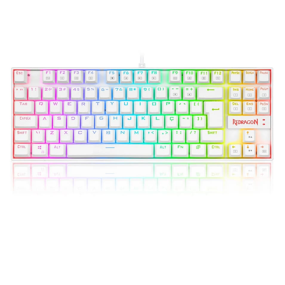 Teclado Mecanico Redragon Kumara V2 Switch Red RGB Lunar White K552W-RGB