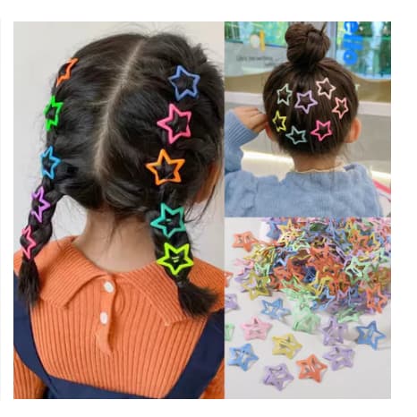 Kit 10/30  Peças Grampos De Cabelo Estrela Dopamina Cor Doce Para Mulheres Franja Lateral