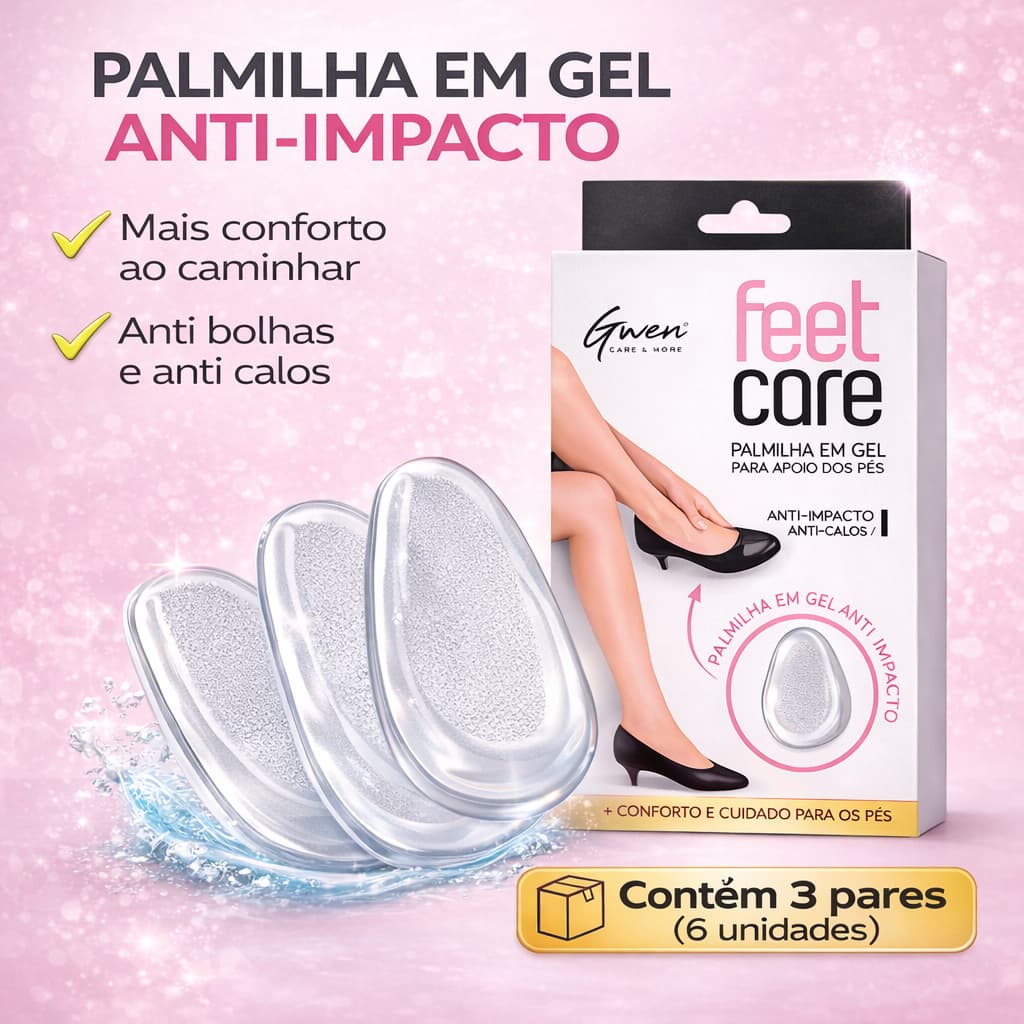 Kit 3 Pares Palmilha em Gel de Silicone Anti-Impacto Conforto