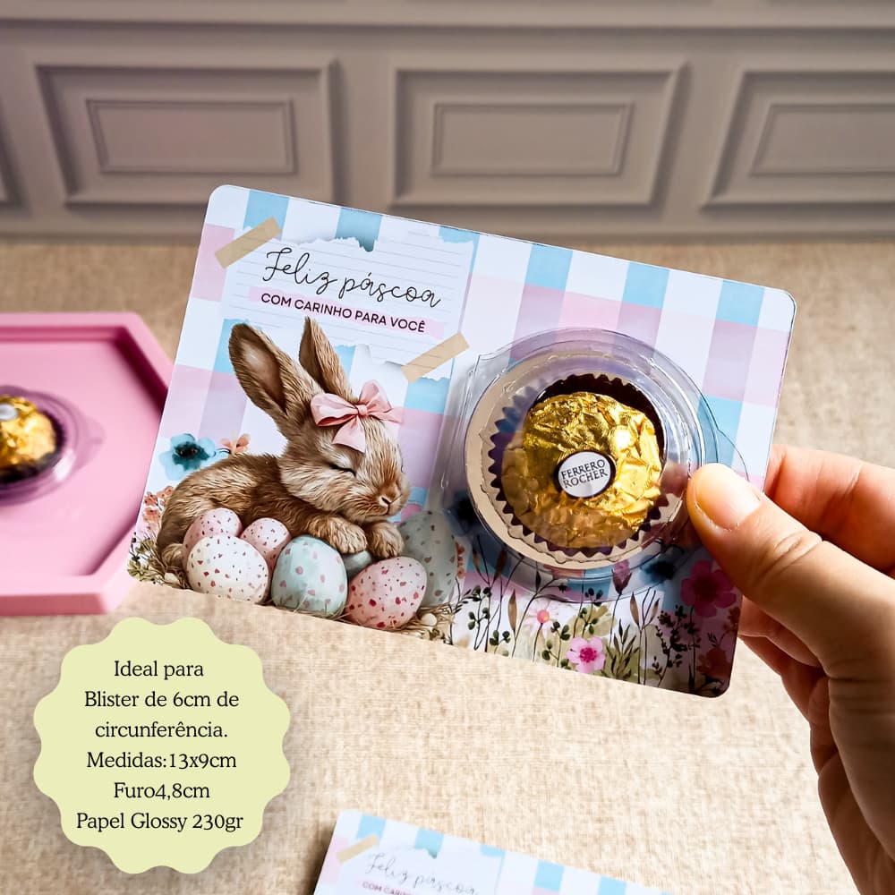 24 Cartões de Páscoa Para Blister de Docinho - Mimo/Lembrancinha